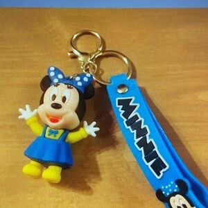 Disney Minnie Mouse Keychain with Blue and Yellow Outfit